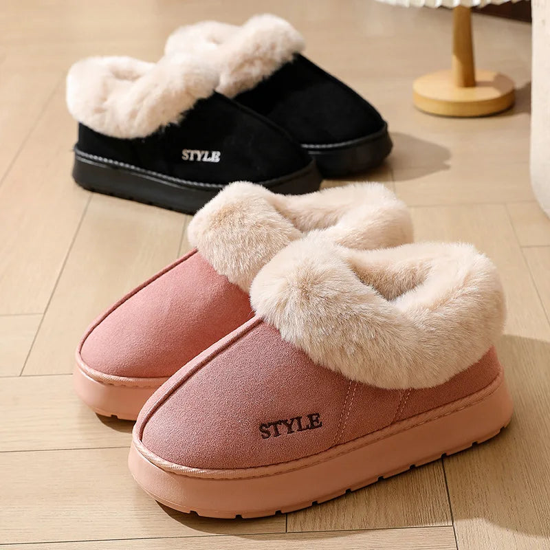 Botines de invierno para mujer: interior de lana, plataforma cómoda y estilo cálido para casa o exterior - Kumo Rose™