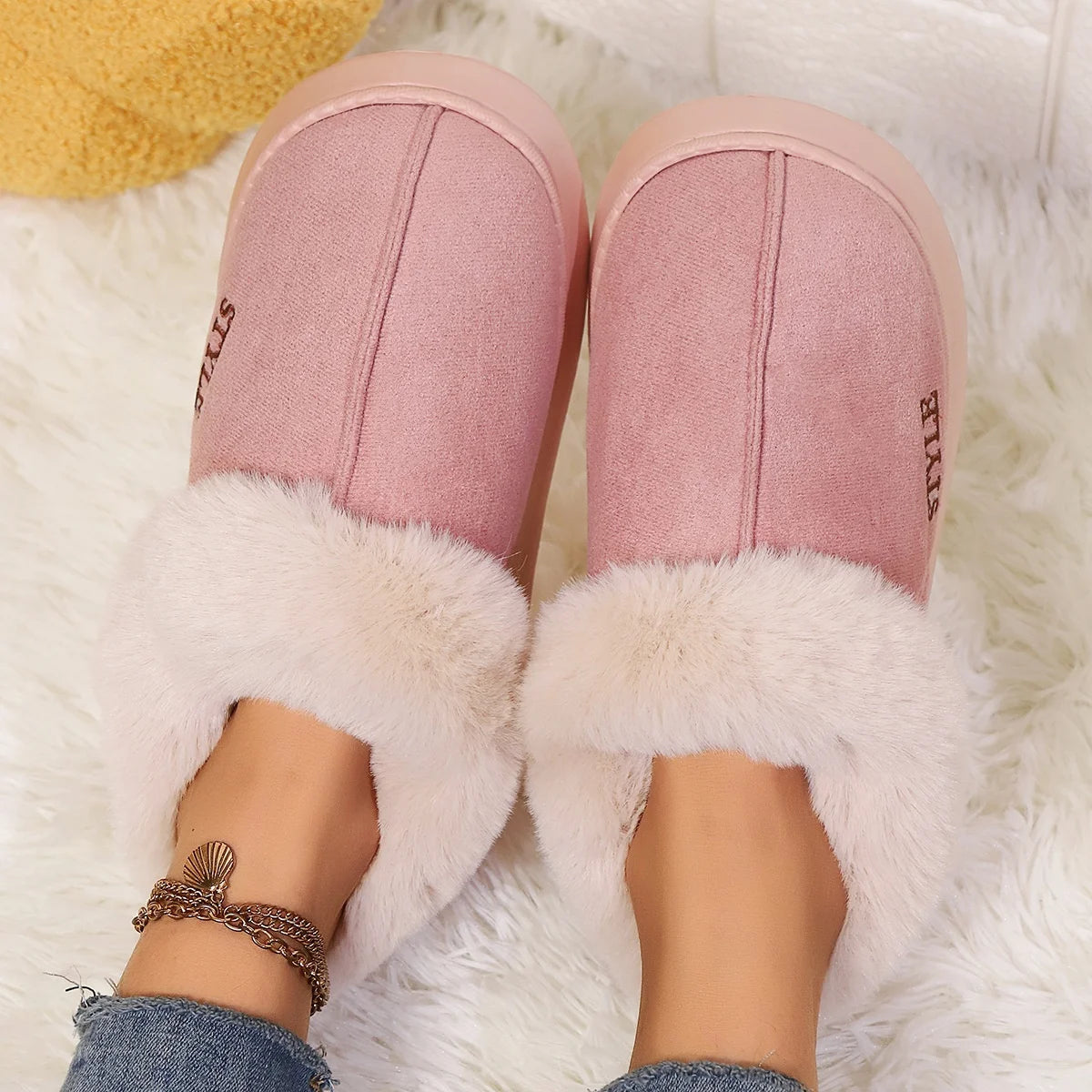 Botines de invierno para mujer: interior de lana, plataforma cómoda y estilo cálido para casa o exterior - Kumo Rose™