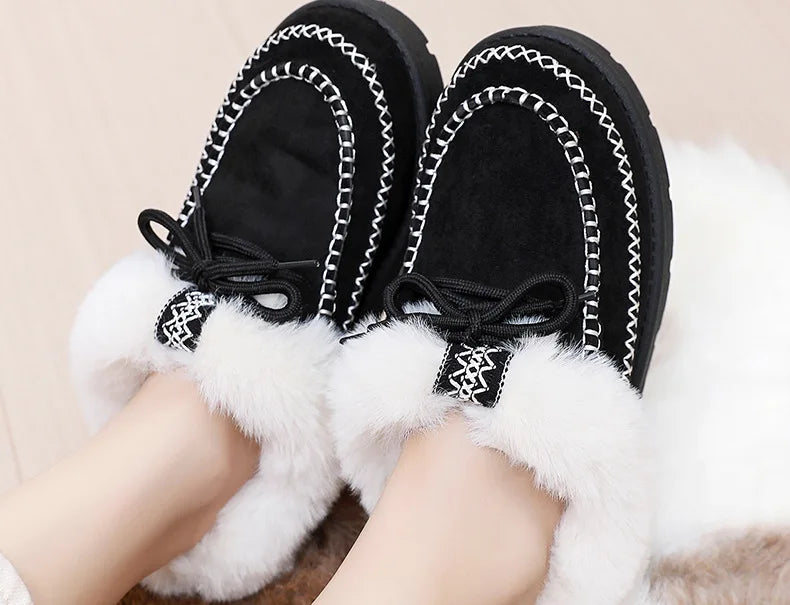 Botas de lana para mujer talla grande: suela gruesa, punta redonda y cómodas para otoño e invierno - Kumo Rose™