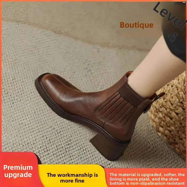Botines Chelsea de tacón ancho: estilo francés, punta cuadrada y efecto estilizador. Ideales para otoño e invierno- Kumo Rose™