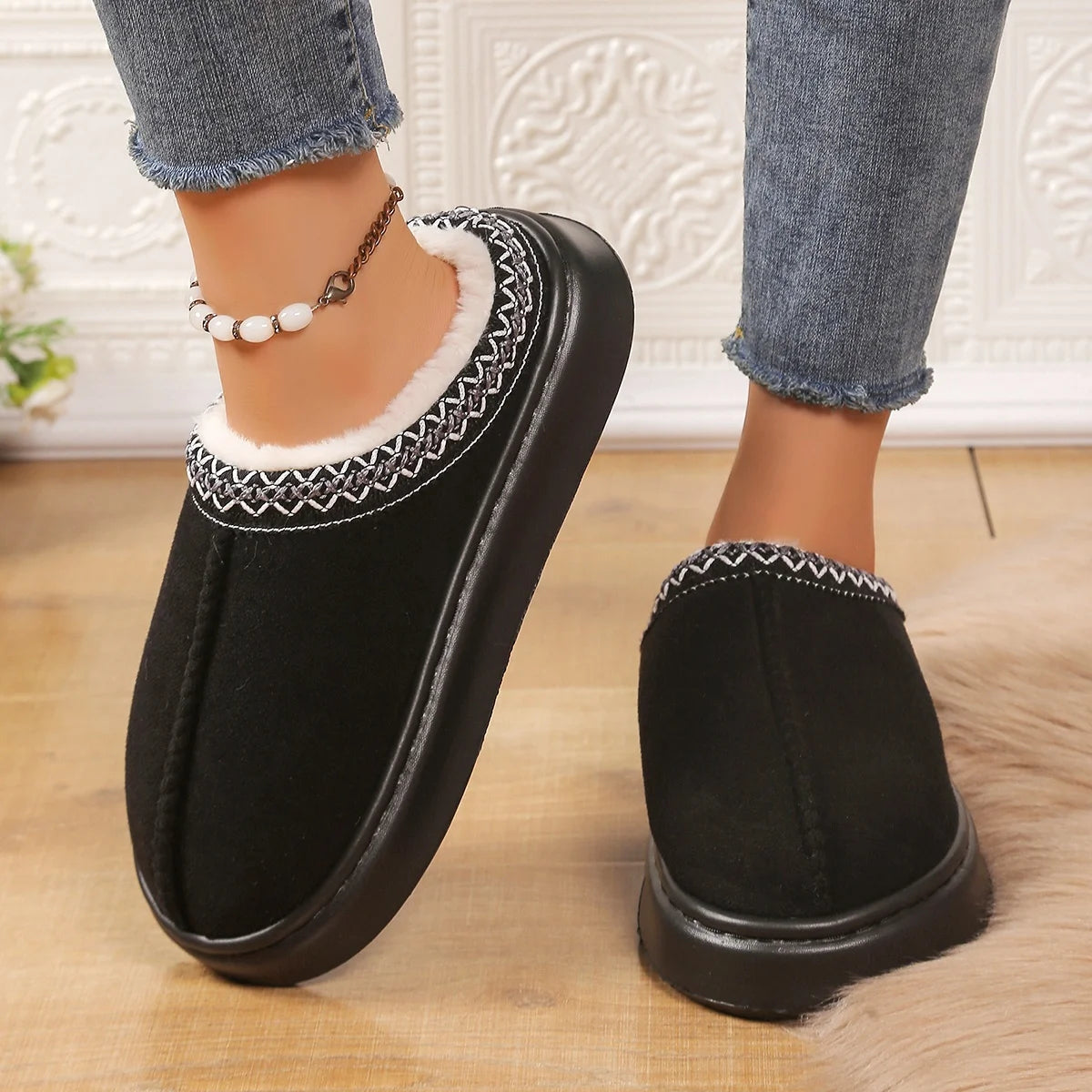 Botines de invierno para mujer: interior de lana, plataforma cómoda y estilo cálido para casa o exterior - Kumo Rose™