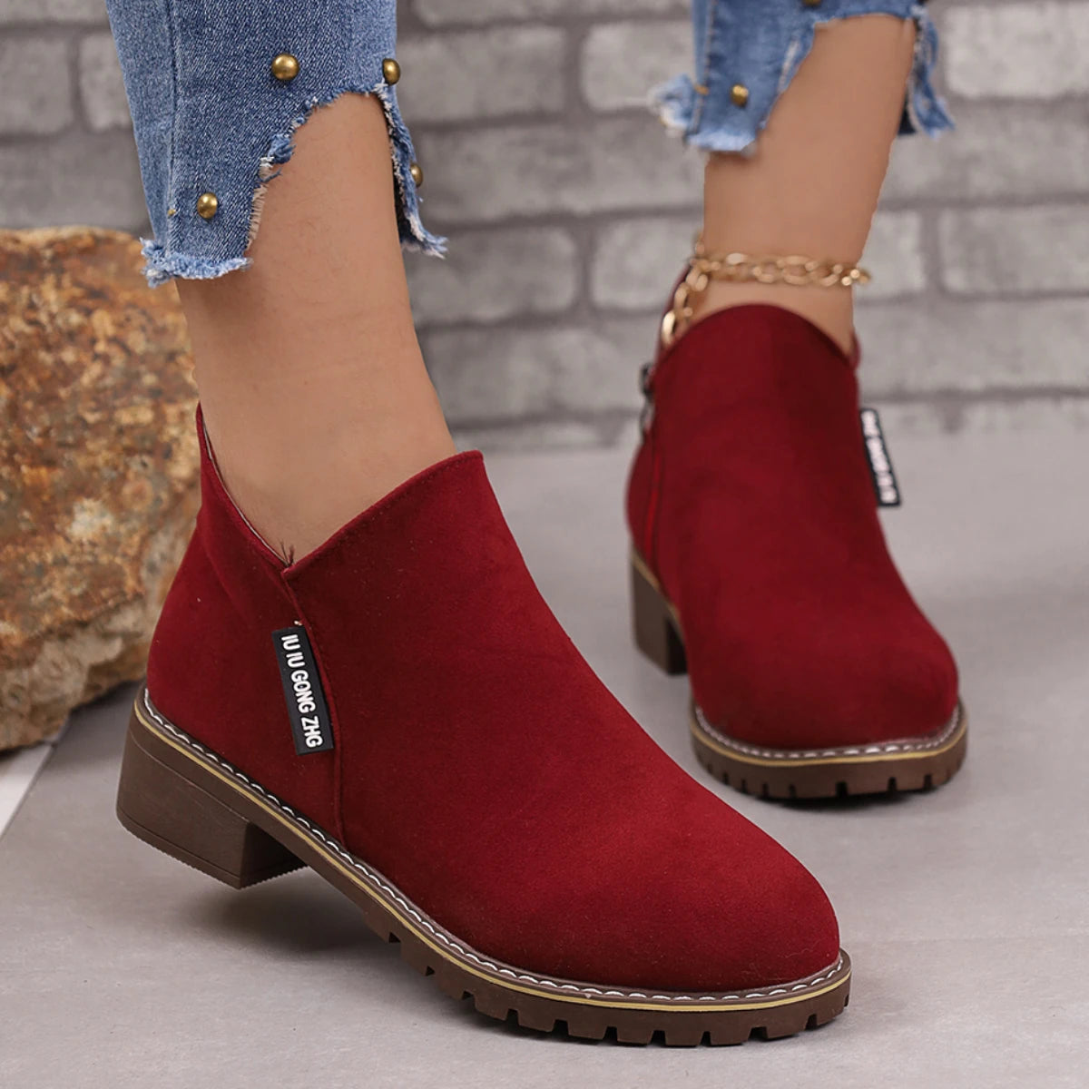 Botines de mujer con suela gruesa: cómodos, cálidos y perfectos para nieve y otoño-invierno, disponibles en tallas grandes - Kumo Rose™