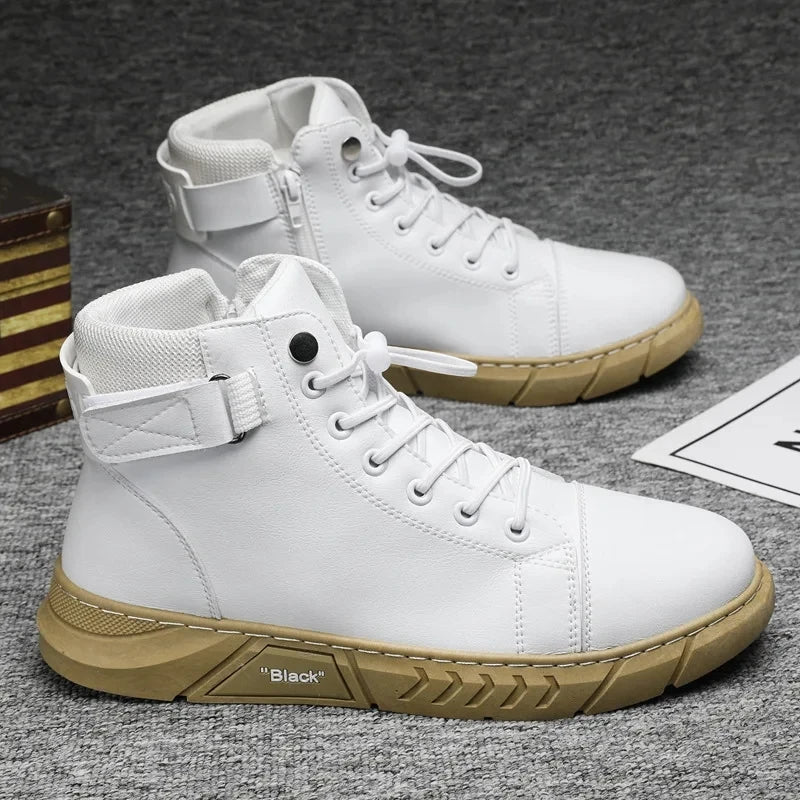Botines de cuero para hombre: estilo motociclista, impermeables, antideslizantes y cómodos para uso diario - Kumo Rose™