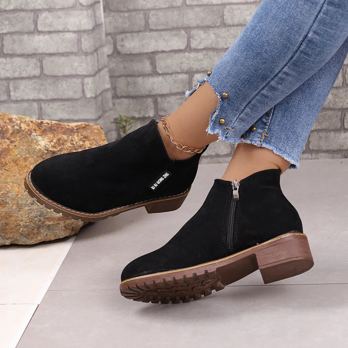 Botines de mujer con suela gruesa: cómodos, cálidos y perfectos para nieve y otoño-invierno, disponibles en tallas grandes - Kumo Rose™
