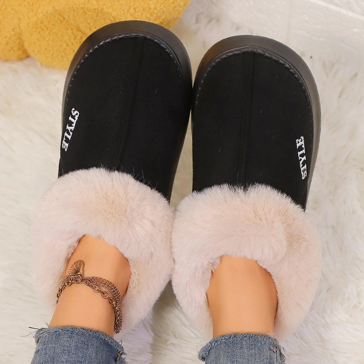 Botines de invierno para mujer: interior de lana, plataforma cómoda y estilo cálido para casa o exterior - Kumo Rose™