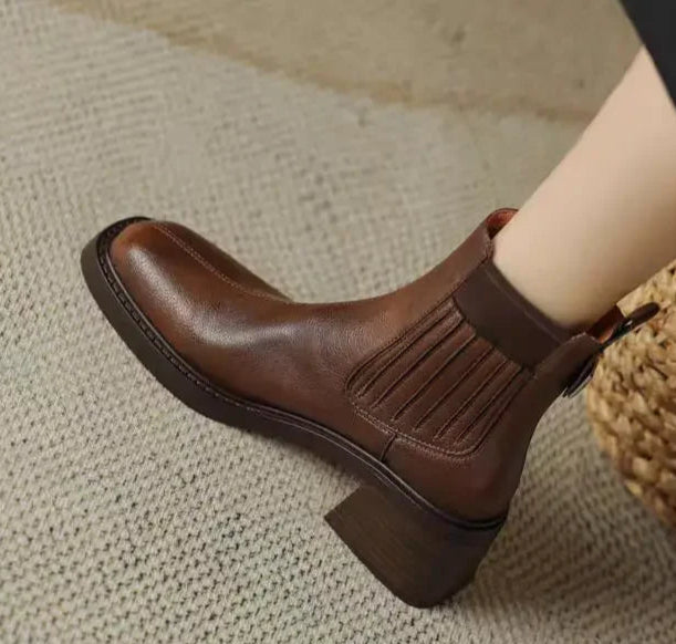 Botines Chelsea de tacón ancho: estilo francés, punta cuadrada y efecto estilizador. Ideales para otoño e invierno- Kumo Rose™