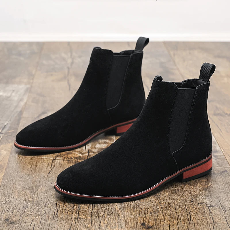 Botines Chelsea de gamuza para hombre: estilo británico, casual y fácil de calzar. Perfectos para el invierno - Kumo Rose™