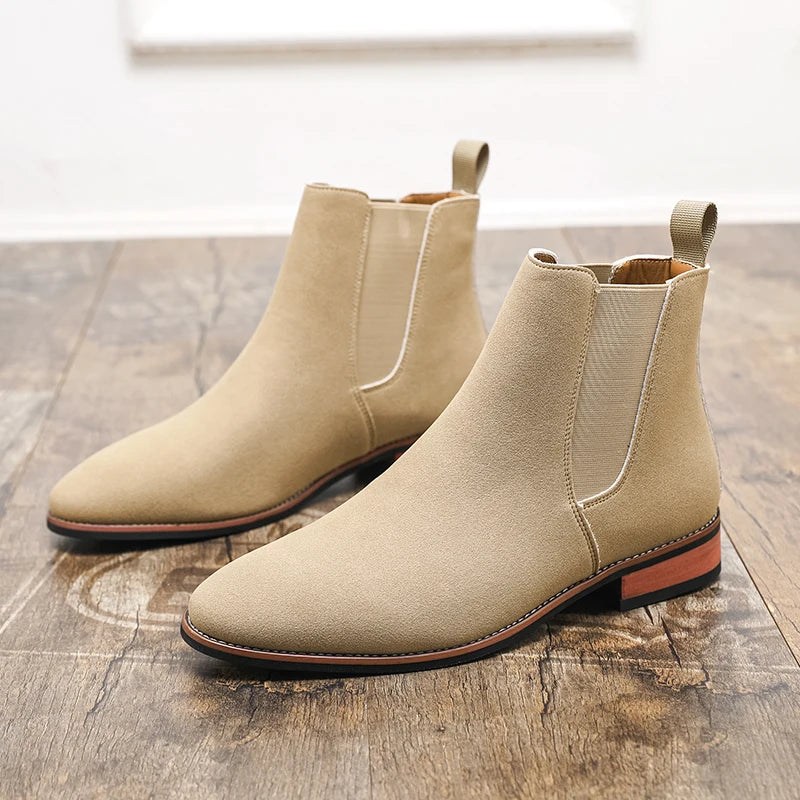 Botines Chelsea de gamuza para hombre: estilo británico, casual y fácil de calzar. Perfectos para el invierno - Kumo Rose™