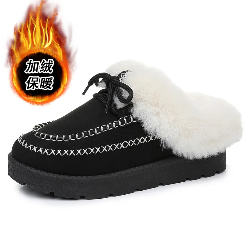 Botas de lana para mujer talla grande: suela gruesa, punta redonda y cómodas para otoño e invierno - Kumo Rose™