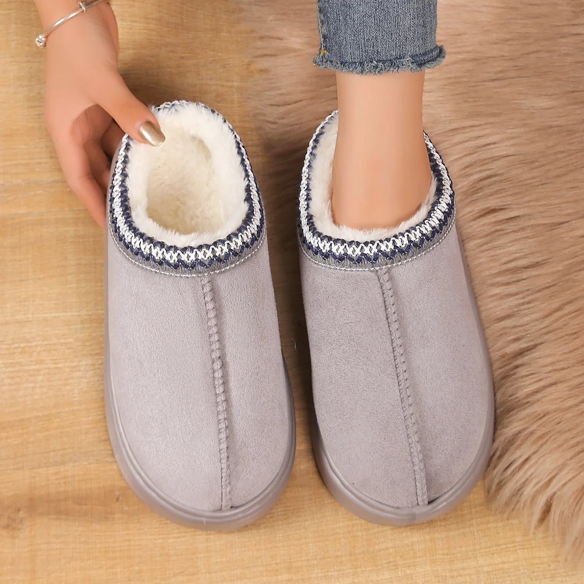 Botines de invierno para mujer: interior de lana, plataforma cómoda y estilo cálido para casa o exterior - Kumo Rose™