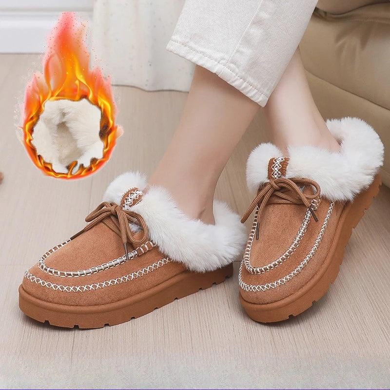 Botas de lana para mujer talla grande: suela gruesa, punta redonda y cómodas para otoño e invierno - Kumo Rose™