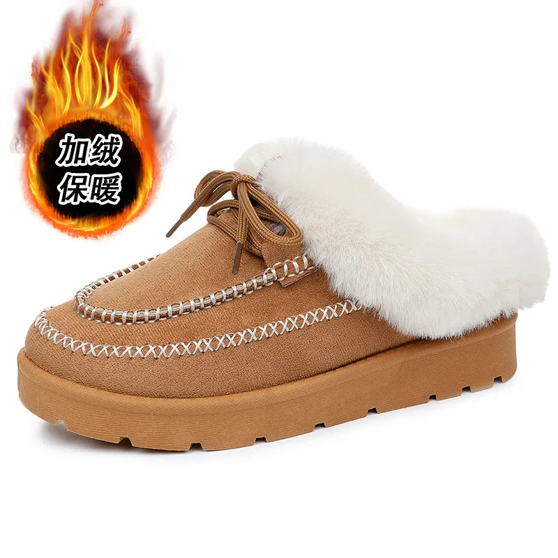 Botas de lana para mujer talla grande: suela gruesa, punta redonda y cómodas para otoño e invierno - Kumo Rose™