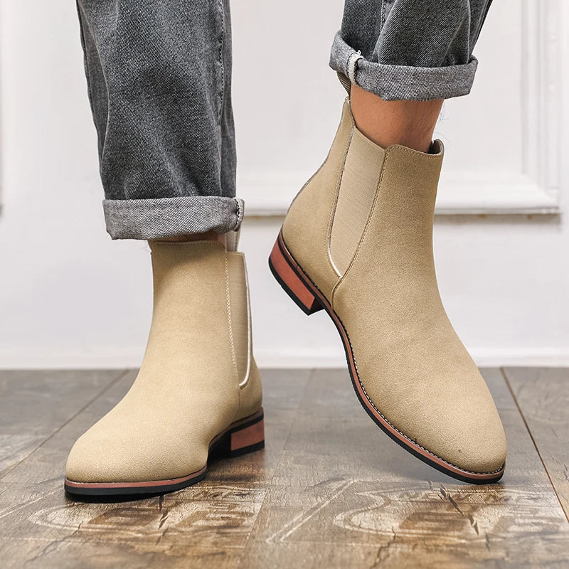 Botines Chelsea de gamuza para hombre: estilo británico, casual y fácil de calzar. Perfectos para el invierno - Kumo Rose™