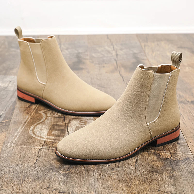 Botines Chelsea de gamuza para hombre: estilo británico, casual y fácil de calzar. Perfectos para el invierno - Kumo Rose™