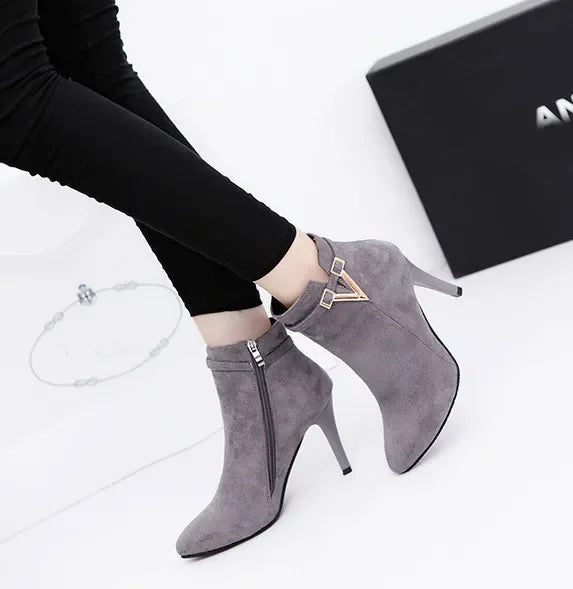 Botines de mujer de invierno: tacón fino, punta puntiaguda y cuero PU, elegantes y sexys para otoño e invierno - Kumo Rose™