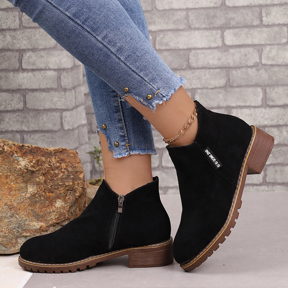 Botines de mujer con suela gruesa: cómodos, cálidos y perfectos para nieve y otoño-invierno, disponibles en tallas grandes - Kumo Rose™