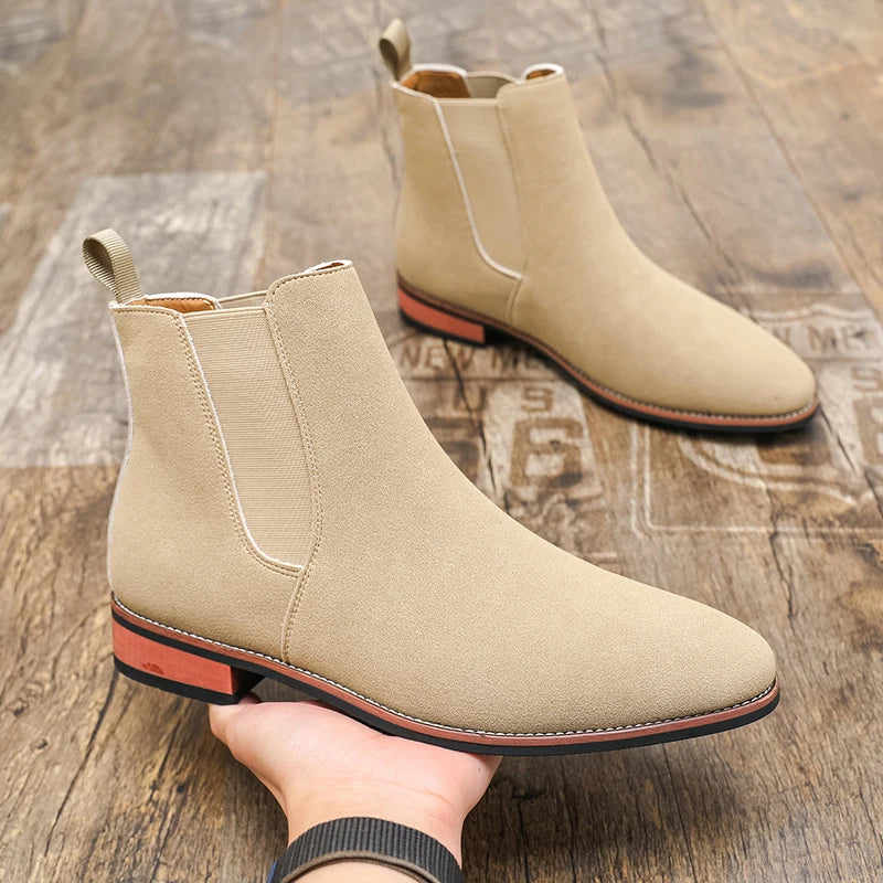 Botines Chelsea de gamuza para hombre: estilo británico, casual y fácil de calzar. Perfectos para el invierno - Kumo Rose™