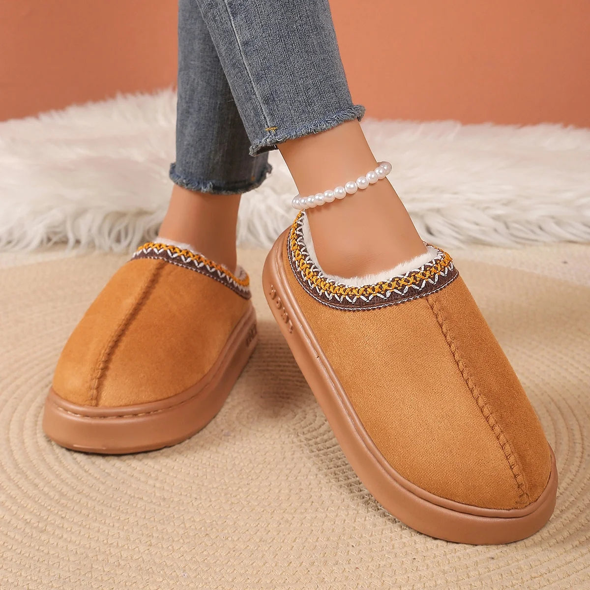 Botines de invierno para mujer: interior de lana, plataforma cómoda y estilo cálido para casa o exterior - Kumo Rose™