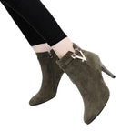 Botines de mujer de invierno: tacón fino, punta puntiaguda y cuero PU, elegantes y sexys para otoño e invierno - Kumo Rose™