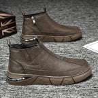 Botines de cuero para hombre: estilo motociclista, impermeables, antideslizantes y cómodos para uso diario - Kumo Rose™