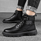 Botines de cuero para hombre: estilo motociclista, impermeables, antideslizantes y cómodos para uso diario - Kumo Rose™