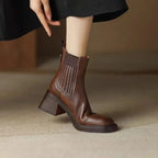 Botines Chelsea de tacón ancho: estilo francés, punta cuadrada y efecto estilizador. Ideales para otoño e invierno- Kumo Rose™