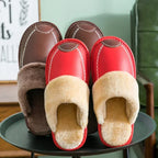 Pantuflas de invierno para hombre: cuero impermeable, interior de felpa gruesa, ideal para casa - Kumo Rose™