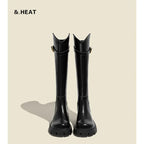 Botas altas tipo knight para mujer: tacón cuadrado, cálidas y modernas, ideales para otoño e invierno - Kumo Rose™