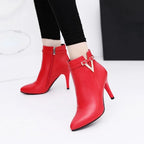 Botines de mujer de invierno: tacón fino, punta puntiaguda y cuero PU, elegantes y sexys para otoño e invierno - Kumo Rose™