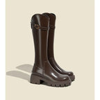 Botas altas tipo knight para mujer: tacón cuadrado, cálidas y modernas, ideales para otoño e invierno - Kumo Rose™
