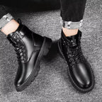 Botines de cuero para hombre: estilo motociclista, impermeables, antideslizantes y cómodos para uso diario - Kumo Rose™